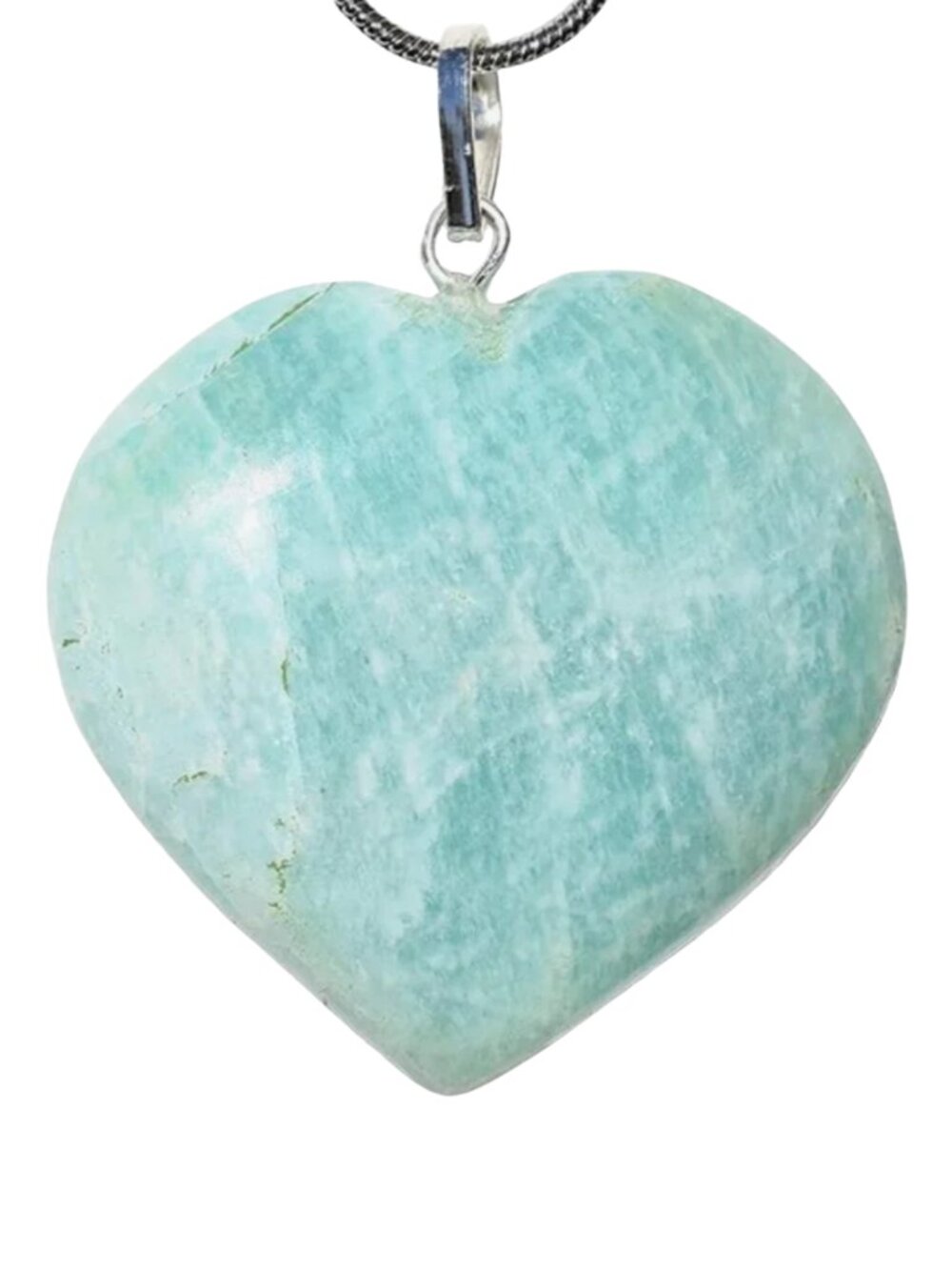 Premium Amazonite Gemstone Heart Necklace & 20" Silver Chain